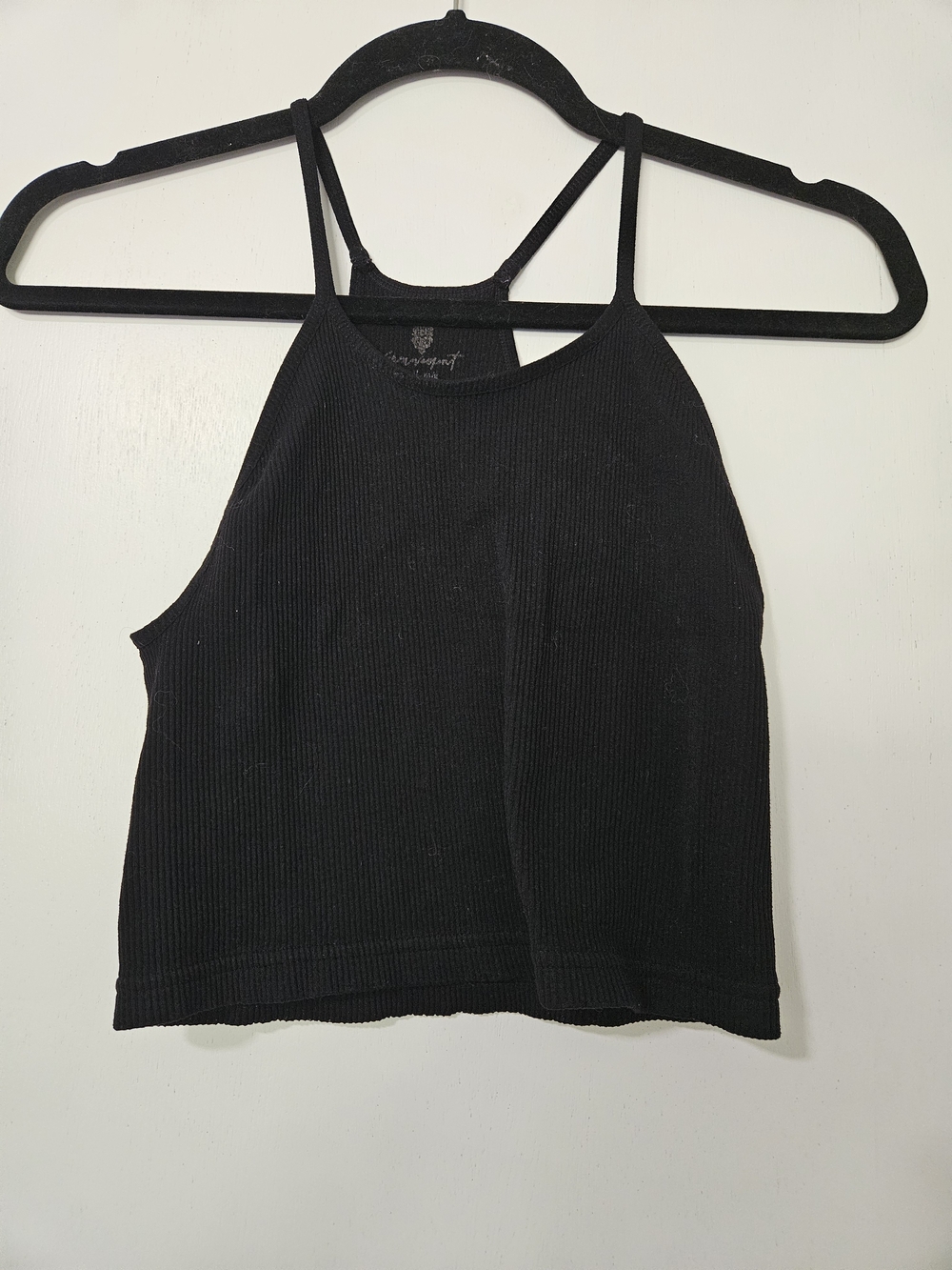 FP Movement Happiness Runs Strappy Back Halter Crop Tank Black M/L